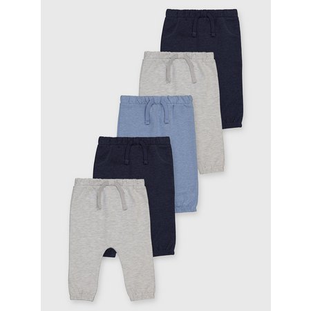 Blue & Grey Joggers 5 Pack - 9-12 months